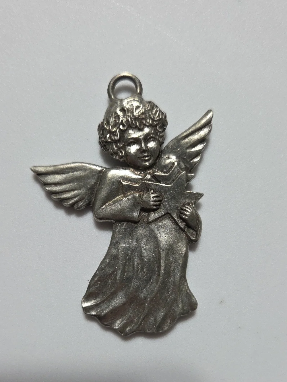 1993 Seagull Pewter Angel Christmas Ornament Holding Star Vintage